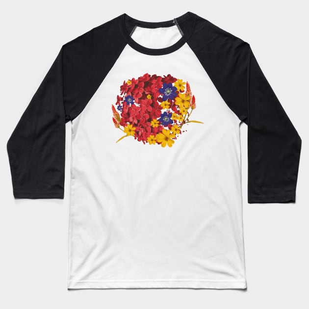 Flower colourful cute pattern Baseball T-Shirt by carolsalazar